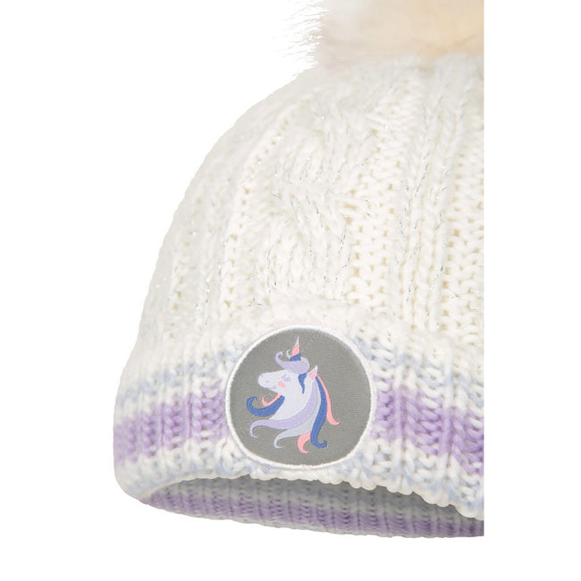 White - Close up - Mountain Warehouse Childrens-Kids Unicorn Pom Pom Beanie
