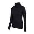 Black - Back - Mountain Warehouse Womens-Ladies Meribel Cotton Roll Neck Long-Sleeved Top