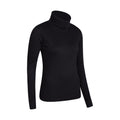 Black - Side - Mountain Warehouse Womens-Ladies Meribel Cotton Roll Neck Long-Sleeved Top
