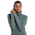Khaki - Side - Mountain Warehouse Womens-Ladies Meribel Cotton Roll Neck Long-Sleeved Top