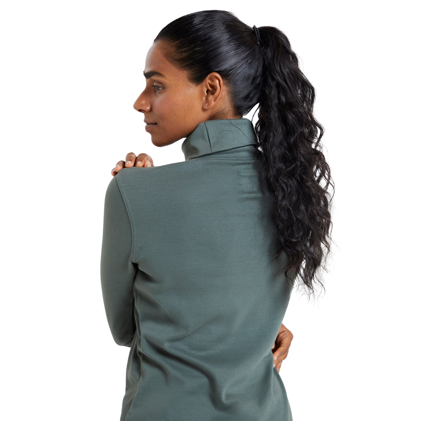 Khaki - Lifestyle - Mountain Warehouse Womens-Ladies Meribel Cotton Roll Neck Long-Sleeved Top