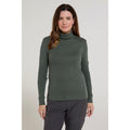 Khaki Green - Front - Mountain Warehouse Womens-Ladies Meribel Cotton Roll Neck Long-Sleeved Top