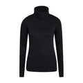 Black - Front - Mountain Warehouse Womens-Ladies Meribel Cotton Roll Neck Long-Sleeved Top
