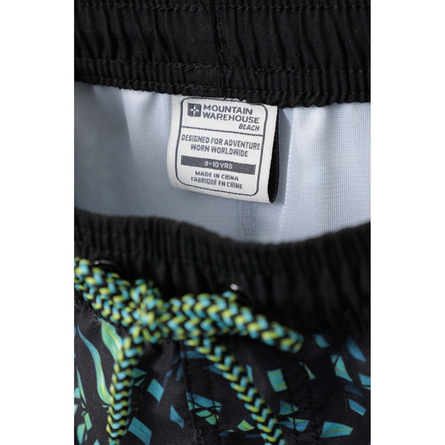 Blue - Close up - Mountain Warehouse Childrens-Kids Wave Long Length Swim Shorts