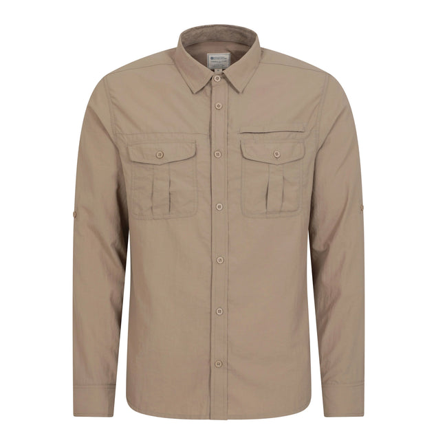 Beige - Front - Mountain Warehouse Mens Navigator II Mosquito Repellent Shirt