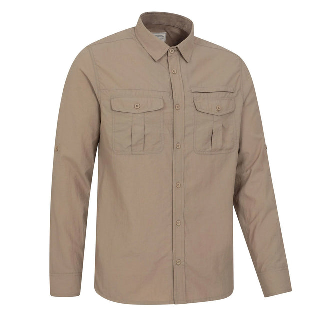Beige - Side - Mountain Warehouse Mens Navigator II Mosquito Repellent Shirt