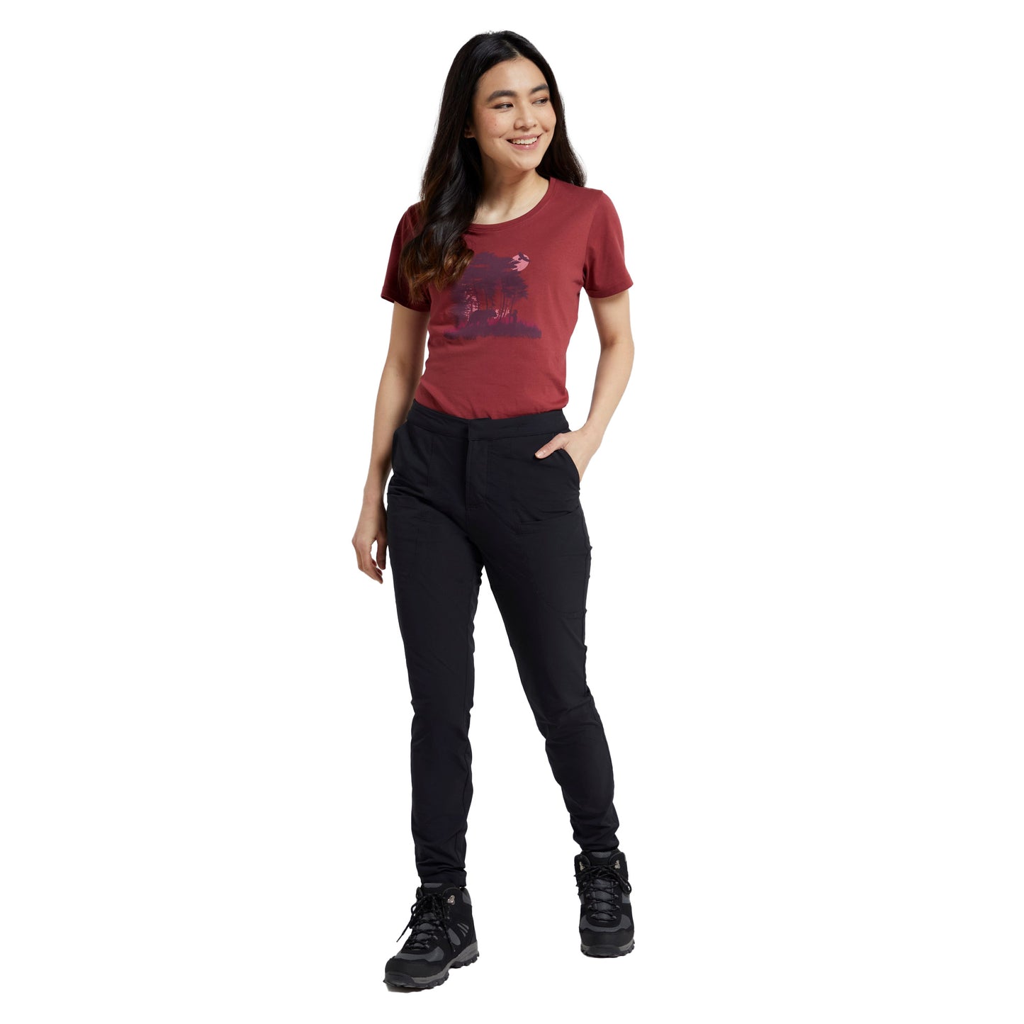 Black - Pack Shot - Mountain Warehouse Womens-Ladies Regular Kesugi Stretch Slim Trousers