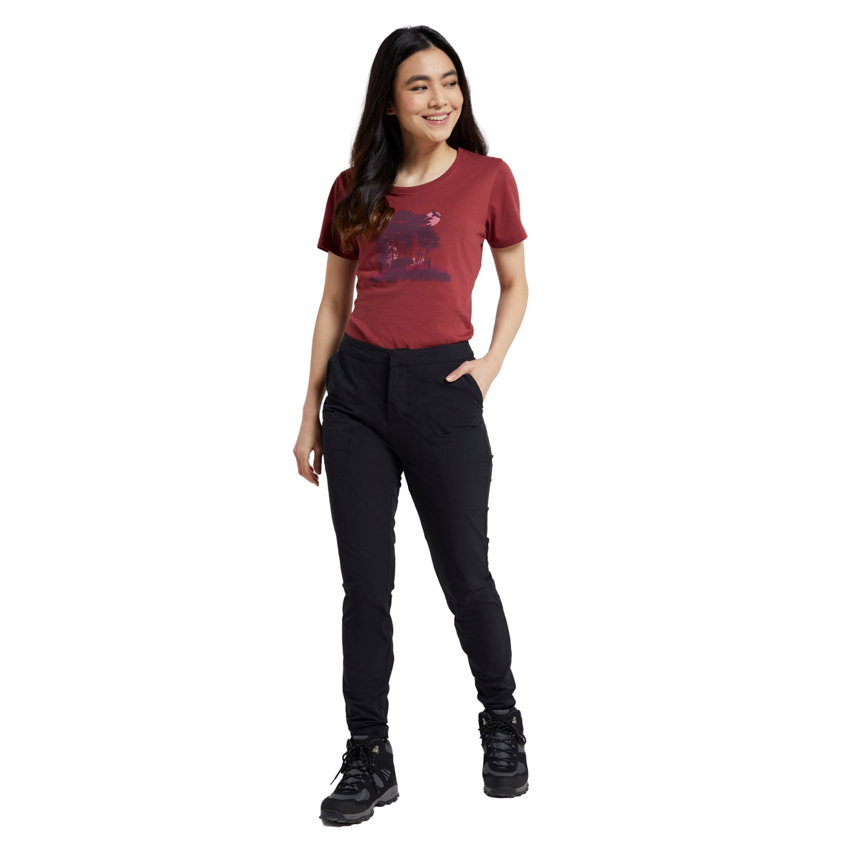 Black - Pack Shot - Mountain Warehouse Womens-Ladies Regular Kesugi Stretch Slim Trousers