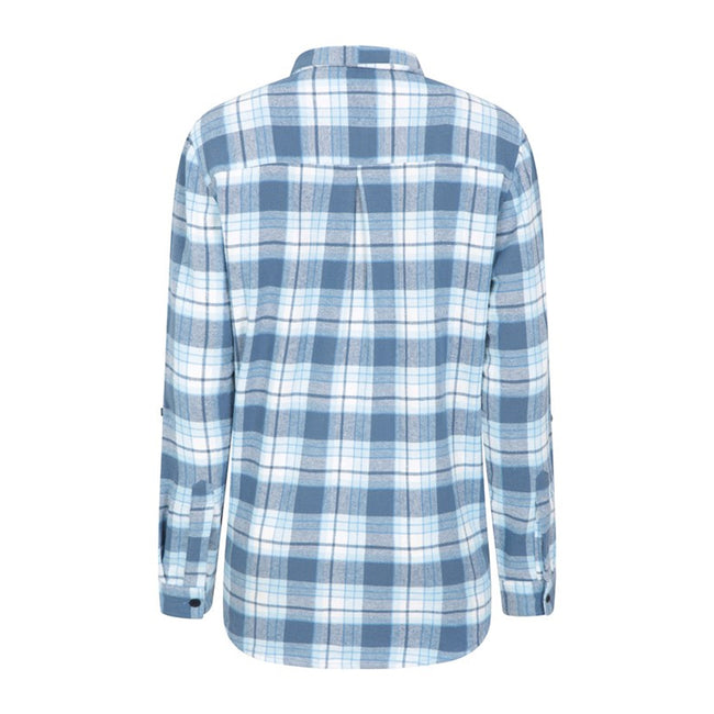 Blue - Back - Mountain Warehouse Womens-Ladies Balsam Brushed Flannel Longline Shirt