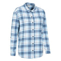 Blue - Side - Mountain Warehouse Womens-Ladies Balsam Brushed Flannel Longline Shirt