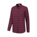 Burgundy - Side - Mountain Warehouse Womens-Ladies Balsam Brushed Flannel Longline Shirt