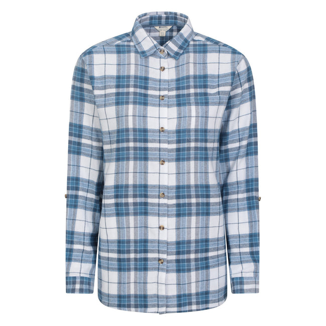 Corn Blue - Front - Mountain Warehouse Womens-Ladies Balsam Brushed Flannel Longline Shirt