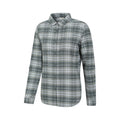 Dark Green - Side - Mountain Warehouse Womens-Ladies Balsam Brushed Flannel Longline Shirt