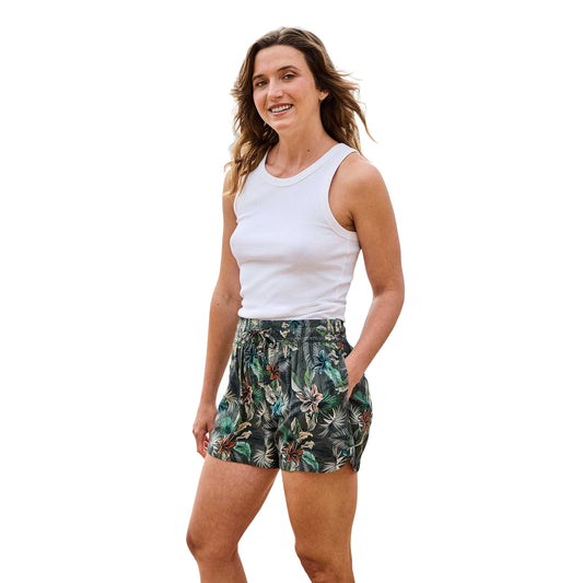 Khaki Brown - Front - Animal Womens-Ladies Sand Dune Recycled Printed Shorts