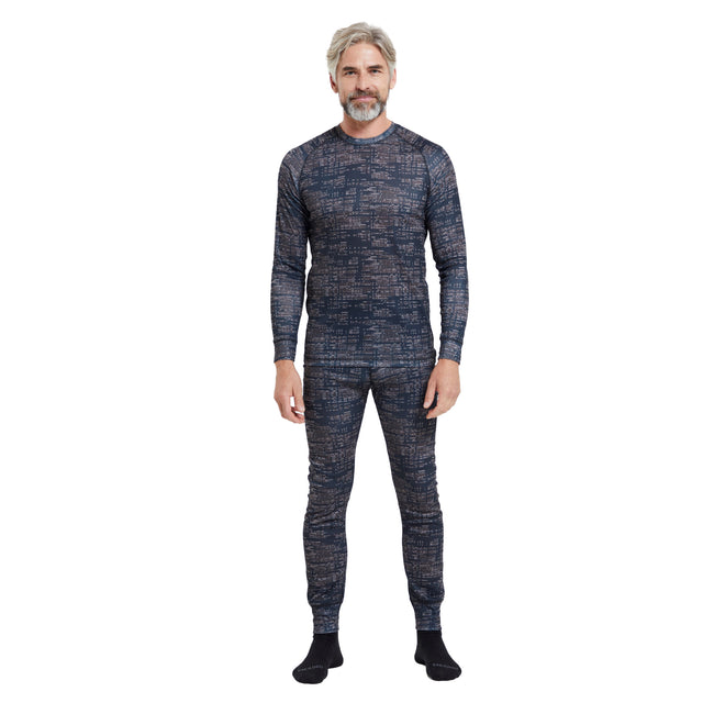 Black - Pack Shot - Mountain Warehouse Mens Talus Printed Long-Sleeved Thermal Top