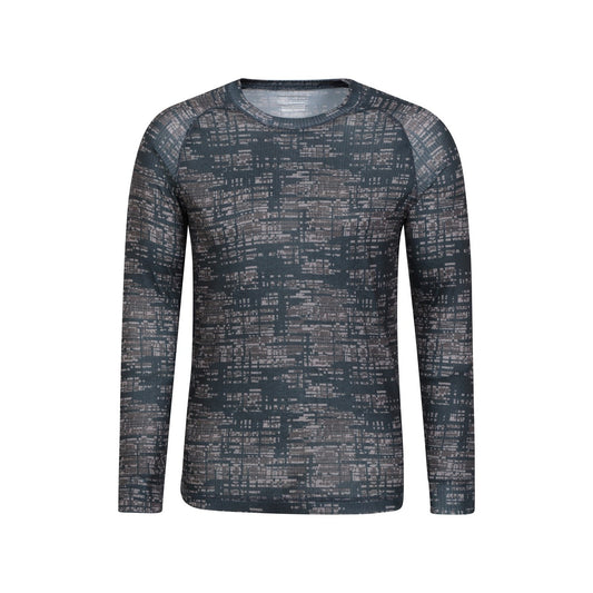 Black - Front - Mountain Warehouse Mens Talus Printed Long-Sleeved Thermal Top