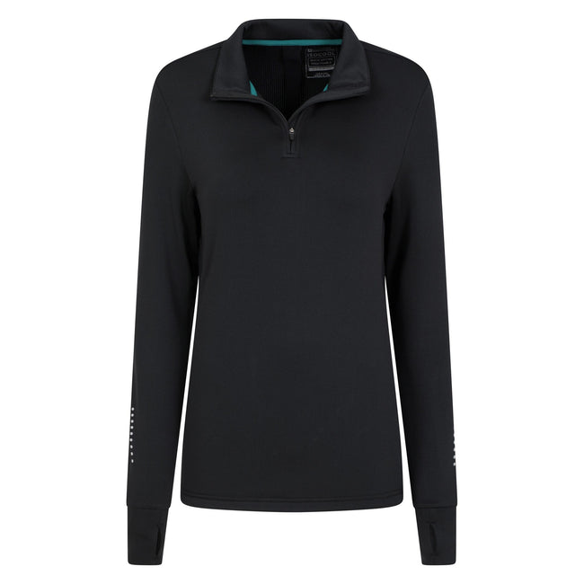 Black - Pack Shot - Mountain Warehouse Womens-Ladies Half Zip Long-Sleeved Running Midlayer