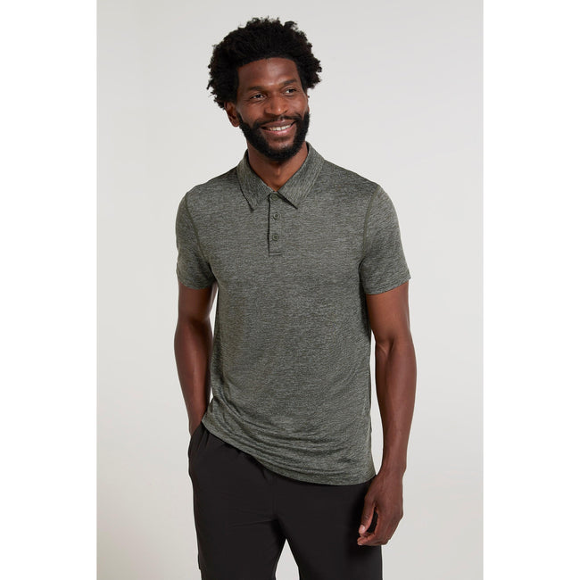 Khaki Green - Front - Mountain Warehouse Mens Agra Stripe Polo Shirt