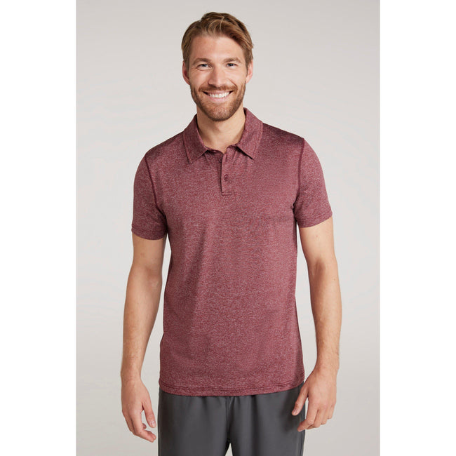 Burgundy - Front - Mountain Warehouse Mens Agra Stripe Polo Shirt