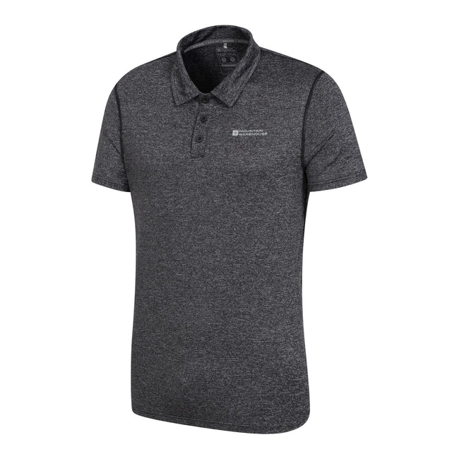 Black - Side - Mountain Warehouse Mens Agra Stripe Polo Shirt