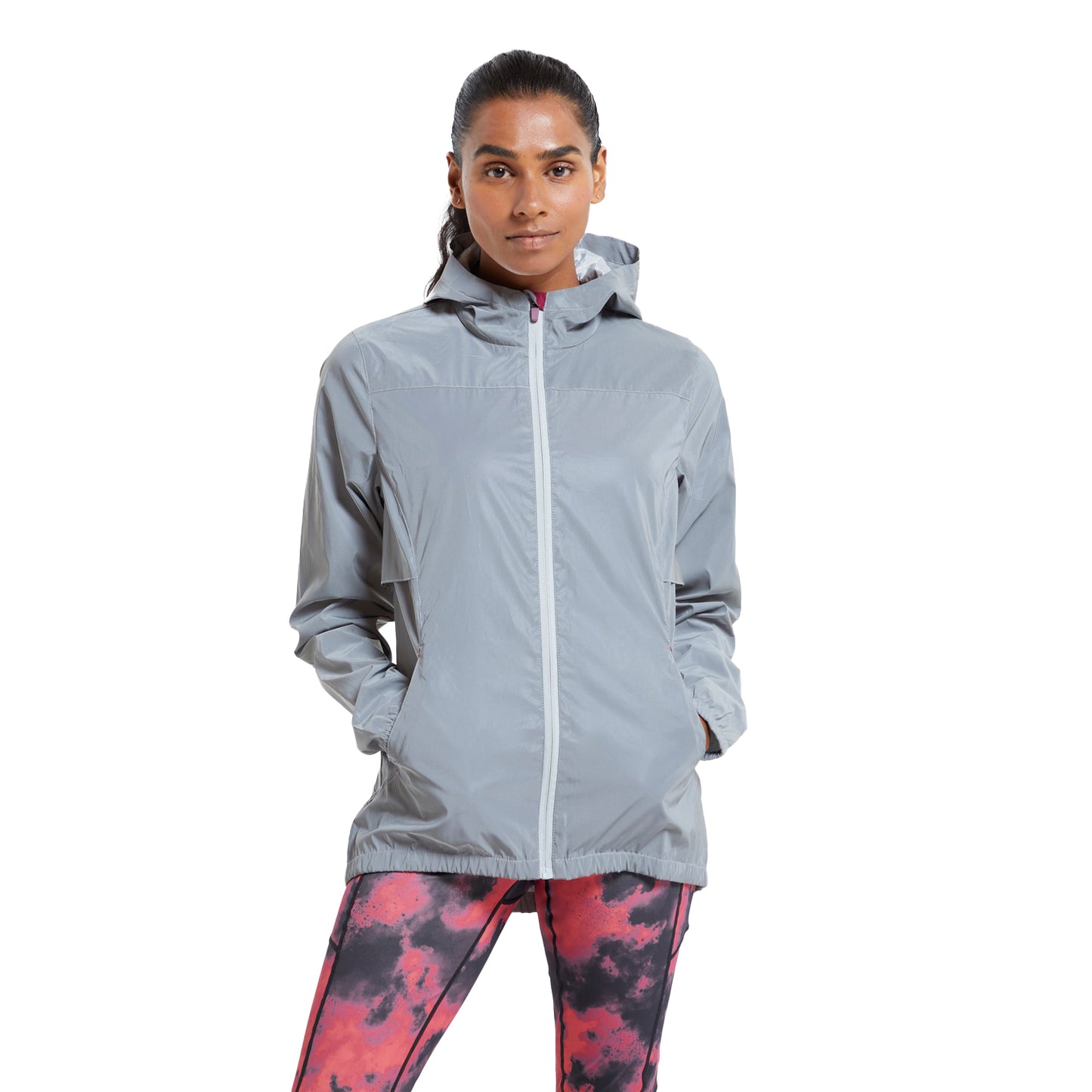 Silver - Close up - Mountain Warehouse Womens-Ladies Dashing Reflective Jacket