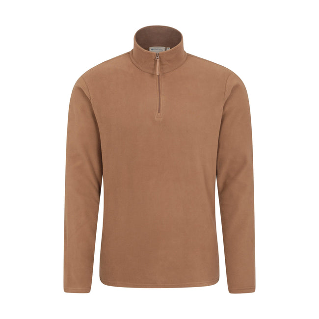 Beige - Front - Mountain Warehouse Mens Camber II Half Zip Fleece Top