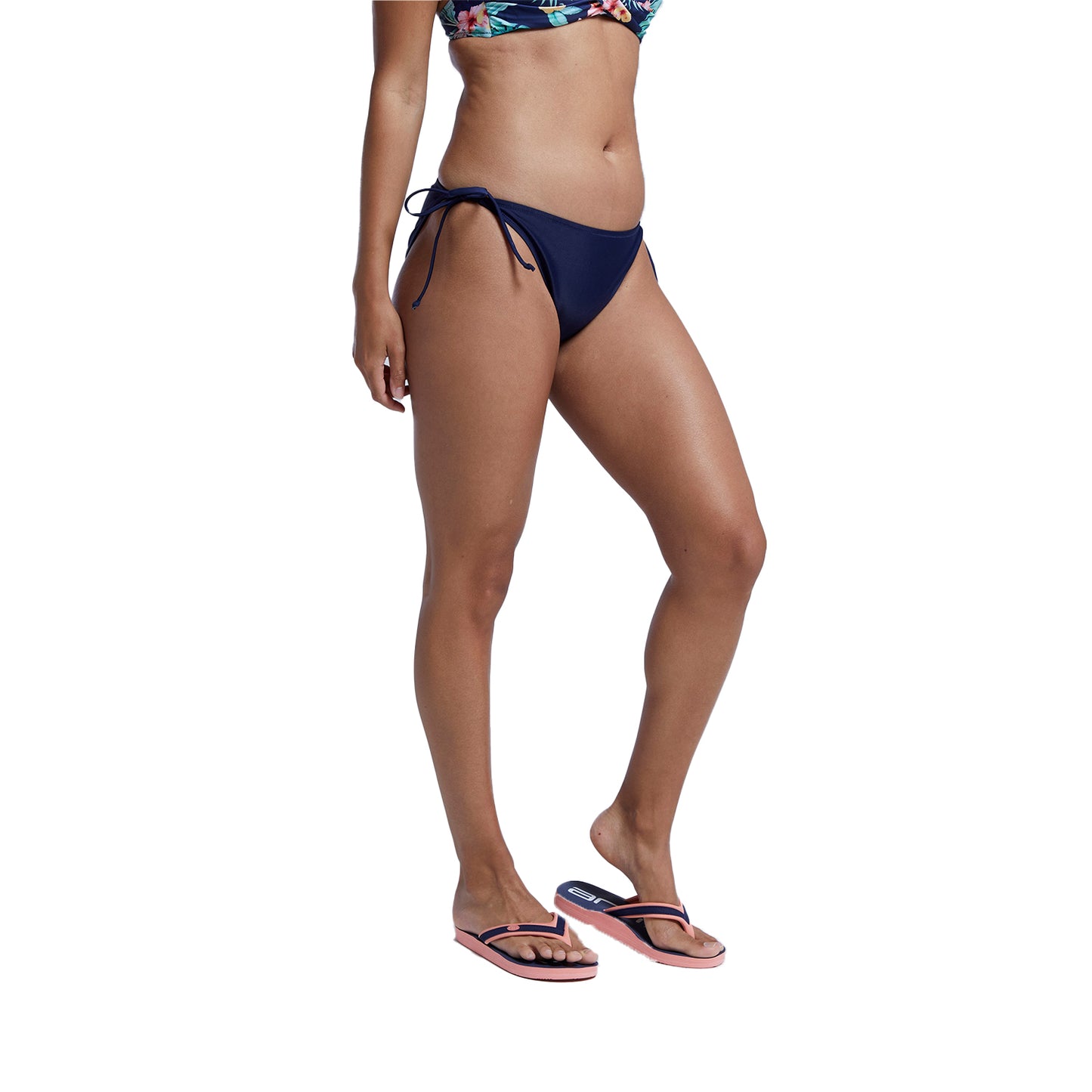 Navy - Side - Animal Womens-Ladies Poolside Recycled Bikini Bottoms
