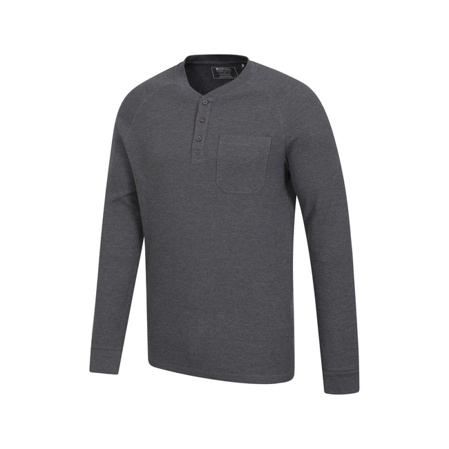 Charcoal - Lifestyle - Mountain Warehouse Mens Selby Waffle Henley T-Shirt