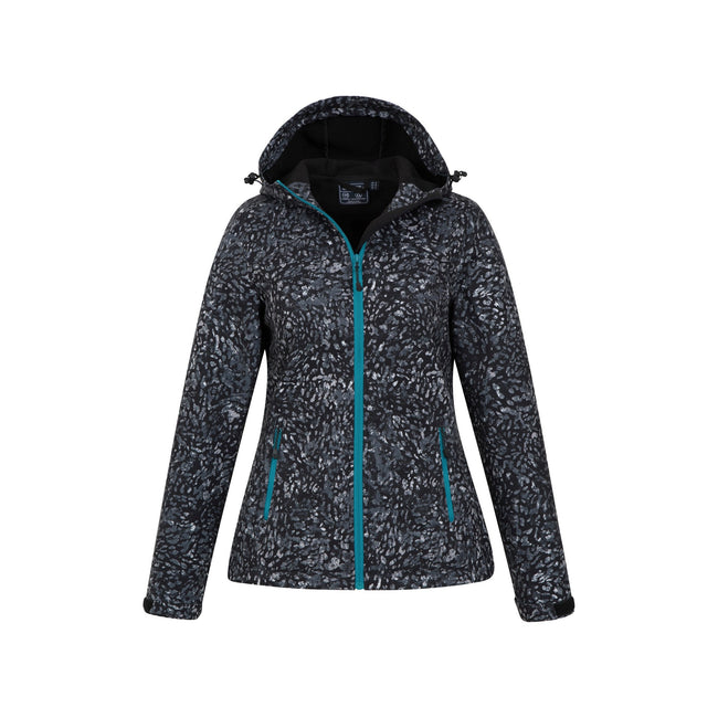 Black - Side - Mountain Warehouse Womens-Ladies Exodus Animal Print Water Resistant Soft Shell Jacket