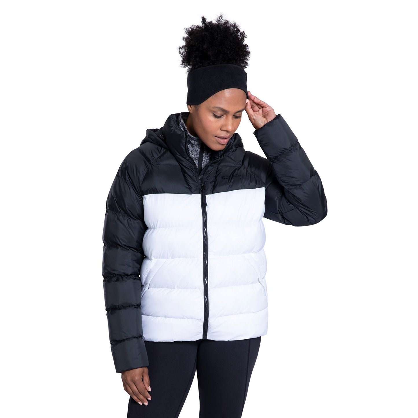 White-Black - Close up - Mountain Warehouse Womens-Ladies Charge Padded Bomber Jacket