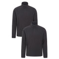 Black - Close up - Mountain Warehouse Mens Camber II Fleece Top (Pack of 2)