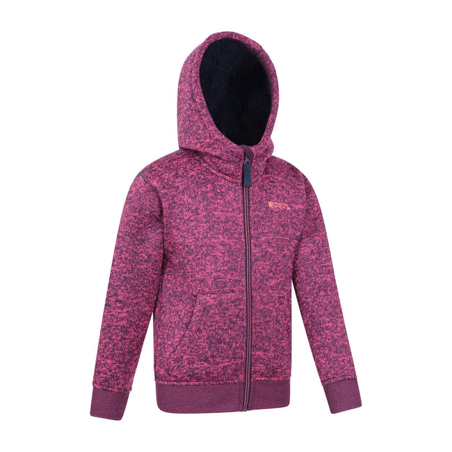 Dark Pink - Side - Mountain Warehouse Childrens-Kids Nevis Faux Fur Lined Hoodie
