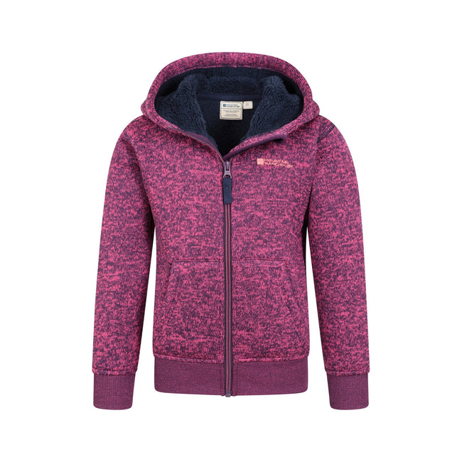 Dark Pink - Pack Shot - Mountain Warehouse Childrens-Kids Nevis Faux Fur Lined Hoodie
