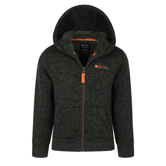 Green - Side - Mountain Warehouse Childrens-Kids Nevis Faux Fur Lined Hoodie
