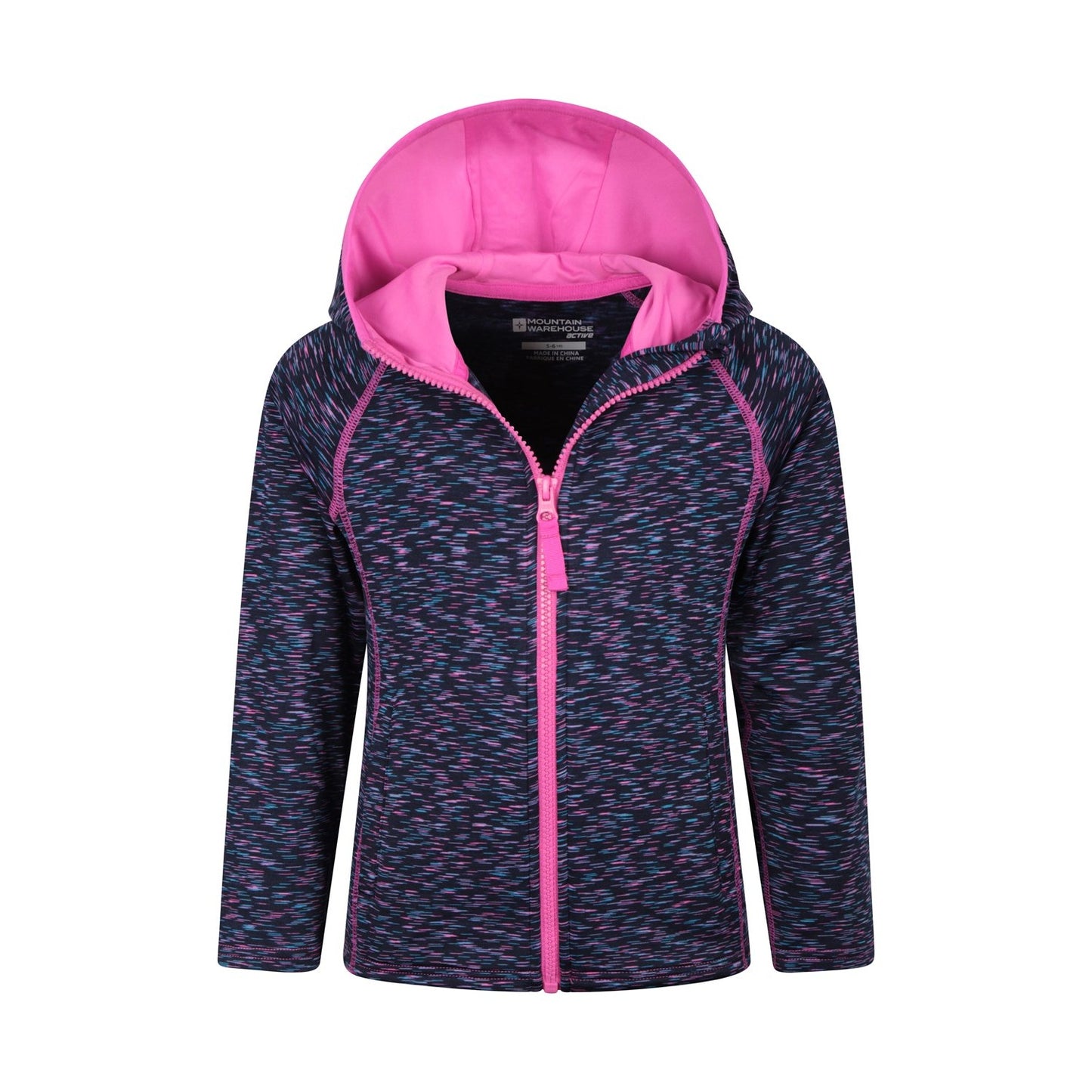Indigo - Pack Shot - Mountain Warehouse Childrens-Kids Kayleigh II Stripe Full Zip Hoodie