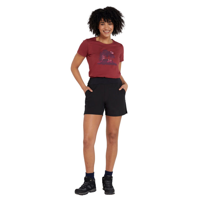 Black - Close up - Mountain Warehouse Womens-Ladies Hybrid Hiking Shorts