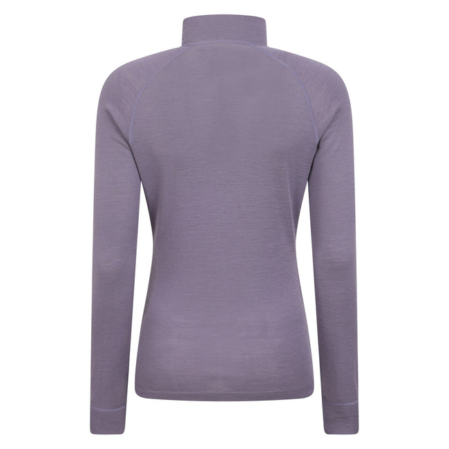 Dusky Purple - Back - Mountain Warehouse Womens-Ladies Merino Wool Zip Neck Thermal Top