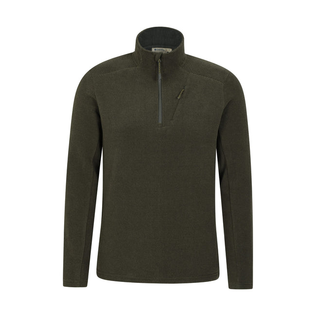 Khaki - Front - Mountain Warehouse Mens Ridge Half Zip Fleece Top