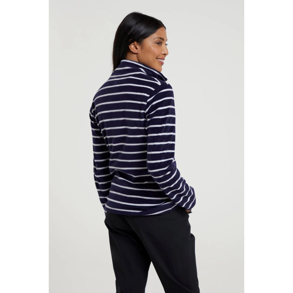 Navy - Close up - Mountain Warehouse Womens-Ladies Camber Striped Half Zip Fleece Top