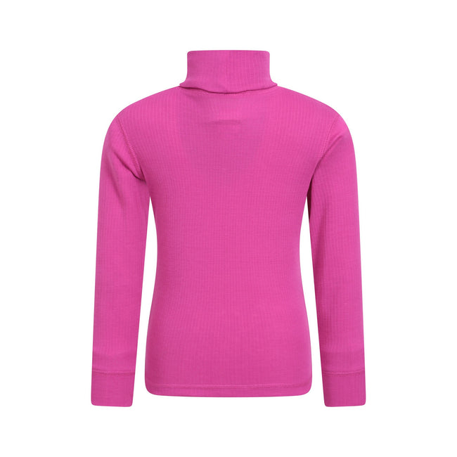 Bright Pink - Back - Mountain Warehouse Childrens-Kids Talus Roll Neck Long-Sleeved Top