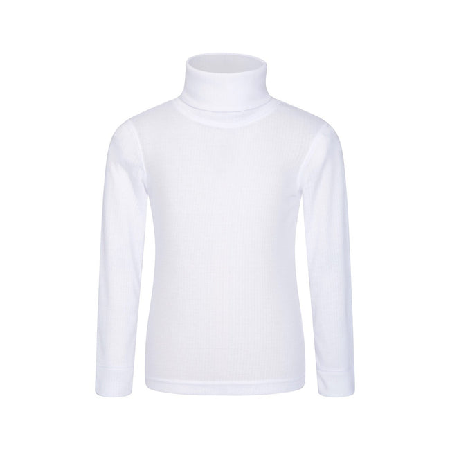 White - Front - Mountain Warehouse Childrens-Kids Talus Roll Neck Long-Sleeved Top
