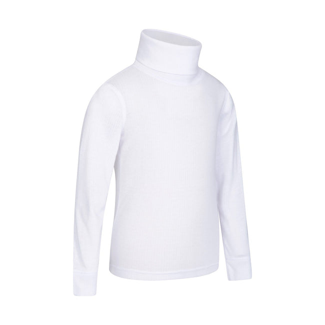 White - Lifestyle - Mountain Warehouse Childrens-Kids Talus Roll Neck Long-Sleeved Top