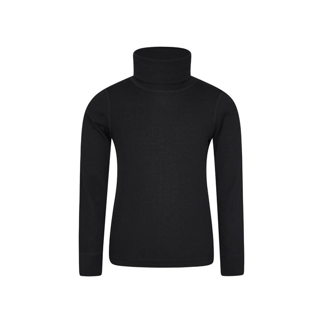 Black - Front - Mountain Warehouse Childrens-Kids Talus Roll Neck Long-Sleeved Top