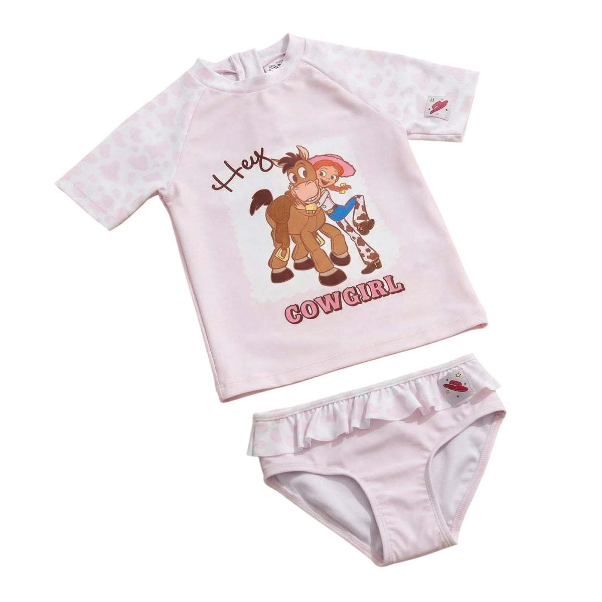 Pink-White - Side - Toy Story Girls Jessie & Bullseye Two-Piece Swimsuit