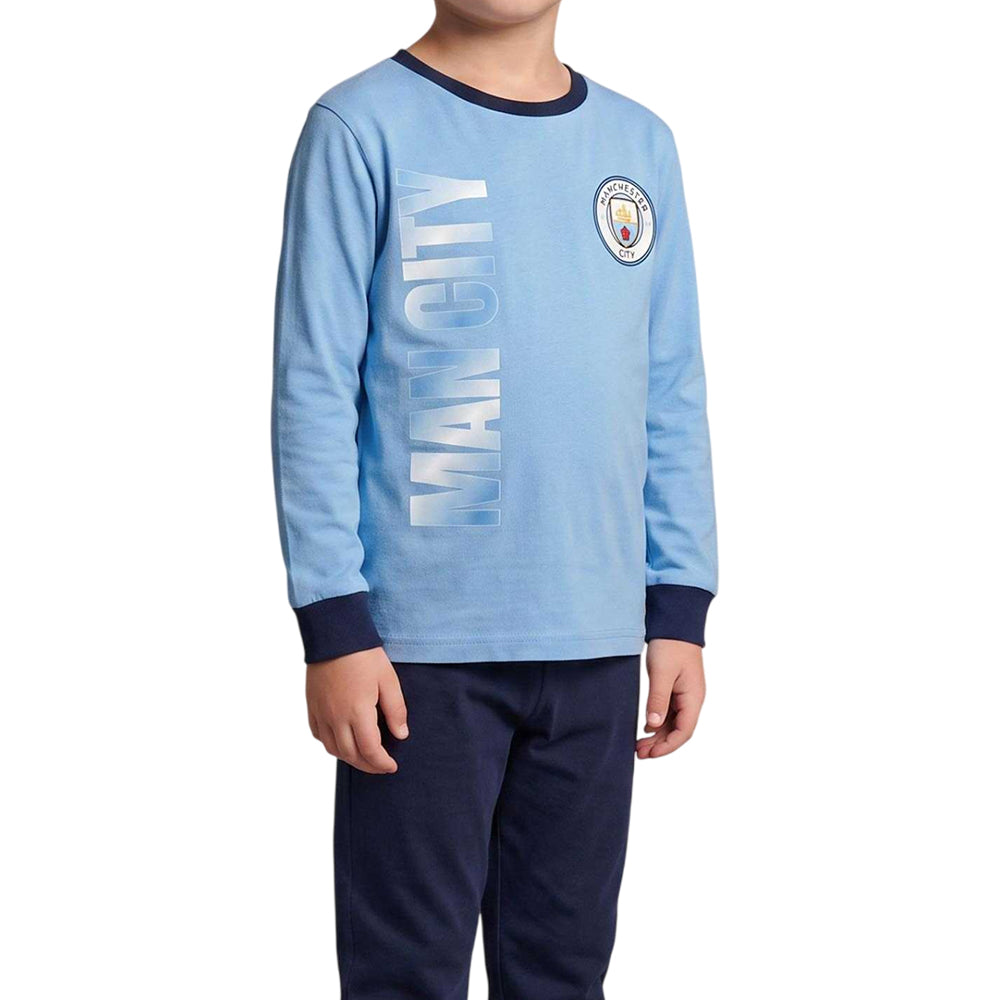 Blue - Side - Manchester City FC Boys Cotton Pyjama Set
