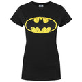 Black - Front - Batman Womens-Ladies Distressed Logo T-Shirt