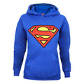 Blue - Front - Superman Womens-Ladies Shield Logo Hoodie