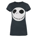 Charcoal - Front - Nightmare Before Christmas Womens-Ladies Jack Reverse Seam T-Shirt