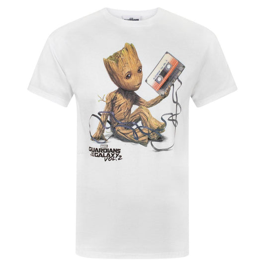 White - Front - Guardians Of The Galaxy Mens Vol 2 Groot Tape T-Shirt