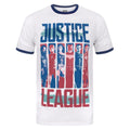 White - Front - Justice League Mens Character Strips Ringer T-Shirt